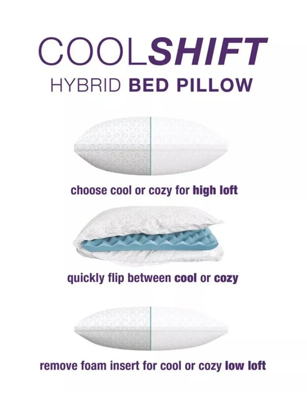 IntelliSLEEP Tailored Rest CoolShift 4-in-1 Hybrid Pillow Queen $130